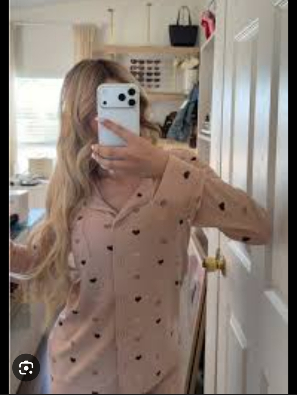 Skims Soft Lounge Mica Mini Heart Halfdrop Button Collared Top Only XS